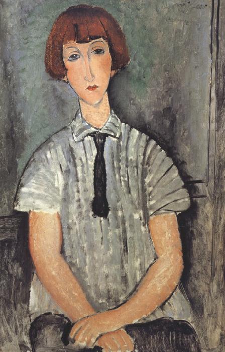 Amedeo Modigliani Young Woman in a Striped Blouse (mk39) oil painting picture